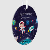 Astronaut child on the moon, monogrammed name ornament (voorkant)