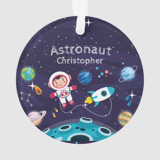 Astronaut child on the moon, monogrammed name ornament (achterkant)
