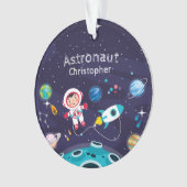 Astronaut child on the moon, monogrammed name ornament (voorkant)