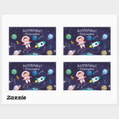 Astronaut child on the moon, monogrammed name rechthoekige sticker (Vel)