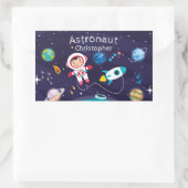 Astronaut child on the moon, monogrammed name rechthoekige sticker (Tas)