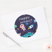   Astronaut child on the moon, monogrammed name Ronde Sticker (Envelop)