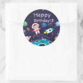   Astronaut child on the moon, monogrammed name Ronde Sticker (Tas)