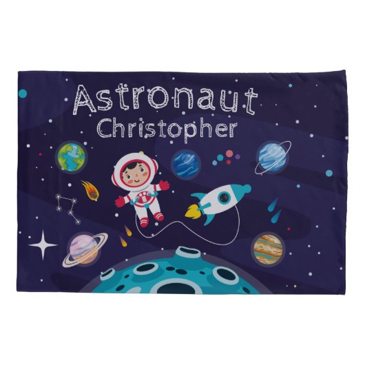 Astronaut child on the moon monogrammed name Thro Kussensloop (Achterkant)