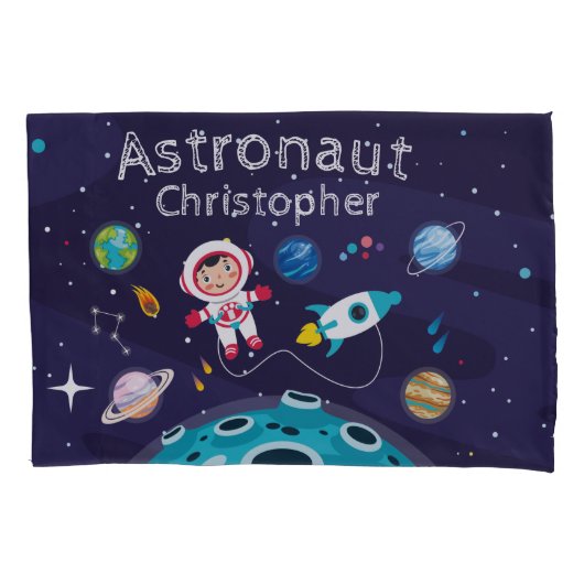 Astronaut child on the moon monogrammed name Thro Kussensloop (Voorkant)