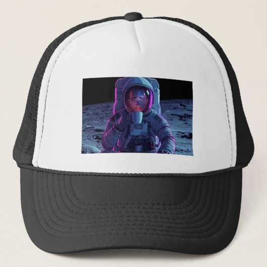 “Astronaut Chill Vibes - Vaporwave Pet” Trucker Pet (Voorkant)