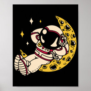 Astronaut Chillen op Halvemaan Grafische Poster