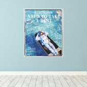 Astronaut Chill'in Design Art Canvas Afdruk (Insitu (Houten vloer))
