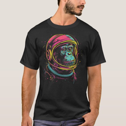 Astronaut Chimp Monkey, Spaceman Chimp Neon design T-shirt (Voorkant)