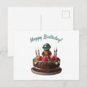 Astronaut Chocolade Verjaardagstaart Briefkaart (Voorkant / Achterkant)