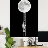 Astronaut Climbing the Moon – Surreal Space Art Poster (Thuiskantoor)