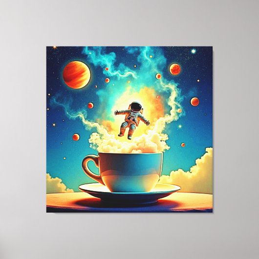 Astronaut Coffee Dream Canvas Afdruk (Voorkant)