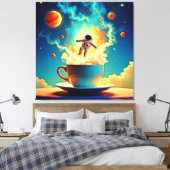 Astronaut Coffee Dream Canvas Afdruk (Insitu (Slaapkamer))