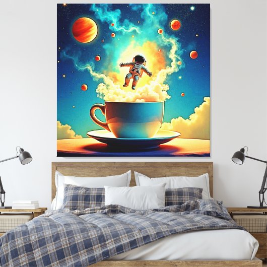 Astronaut Coffee Dream Canvas Afdruk (Insitu (Slaapkamer))