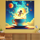 Astronaut Coffee Dream Canvas Afdruk (Insitu (Woonkamer))