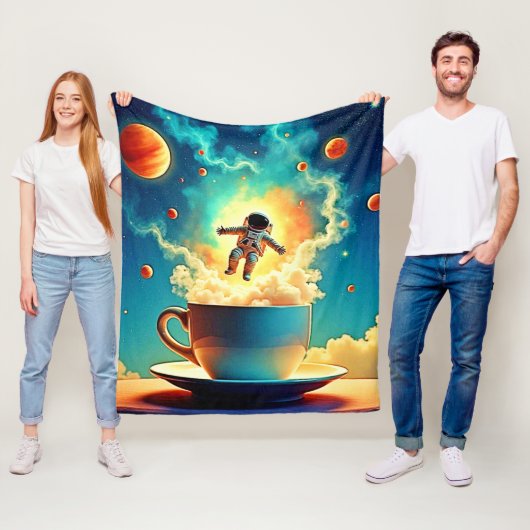 Astronaut Coffee Dream Fleece Deken (In situ)