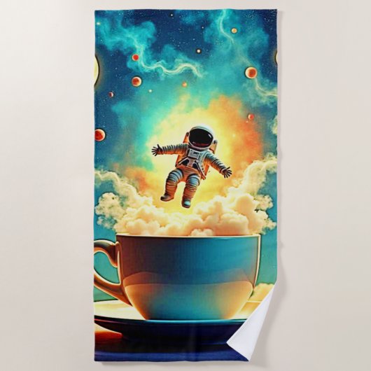 Astronaut Coffee Dream Strandlaken (Voorkant)