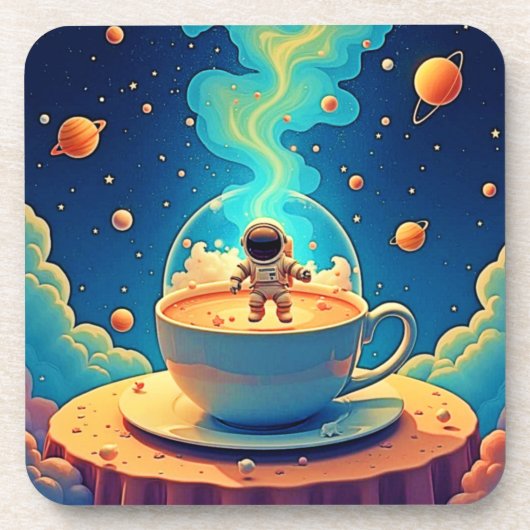 Astronaut Coffee Ruimte Kunst Bier Onderzetter (Voorkant)