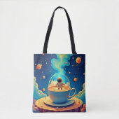 Astronaut Coffee Ruimte Kunst Tote Bag (Voorkant)