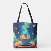 Astronaut Coffee Ruimte Kunst Tote Bag (Achterkant)