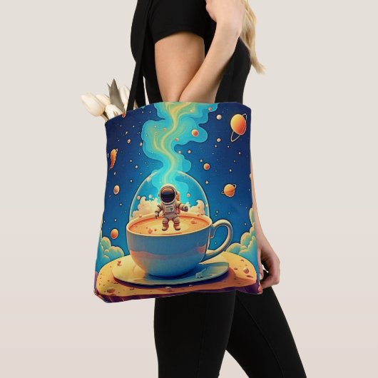Astronaut Coffee Ruimte Kunst Tote Bag (Dichtbij)