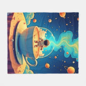 Astronaut Coffee Space Art Fleece Deken (Voorkant (Horizontaal))