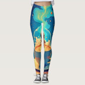 Astronaut Coffee Space Art Leggings (Voorkant)