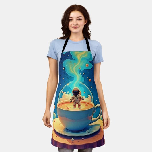Astronaut Coffee Space Art Schort (Gedragen)