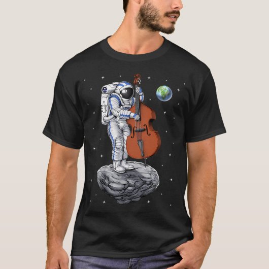 Astronaut Contrabas Speler T-shirt (Voorkant)