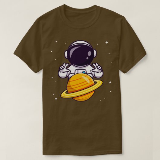 Astronaut Control Planet Cartoon T-shirt (Design voorkant)