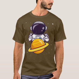 Astronaut Control Planet Cartoon T-shirt
