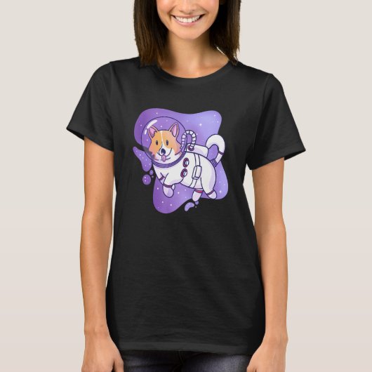 Astronaut Corgi Cute Floating Space Universe Desig T-shirt (Voorkant)