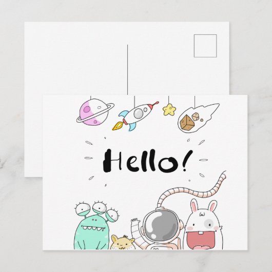 Astronaut Cosmonaut rocket/raket Postcard Briefkaart (Voorkant / Achterkant)