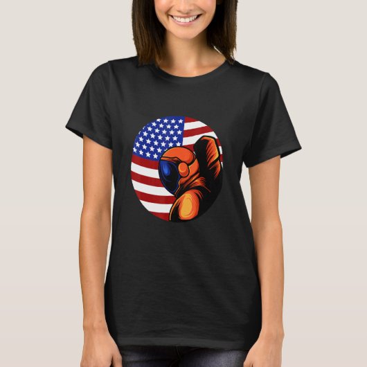 Astronaut Cosmonaut USA American Flag Space Roc T-shirt (Voorkant)