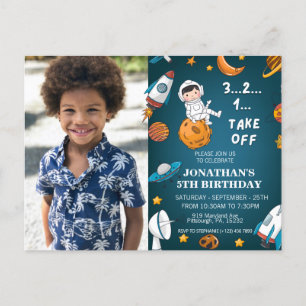 Astronaut Custom Photo Space planets blauw thema Briefkaart