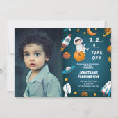 Astronaut Custom Photo Space planets blauw thema Kaart (Voorkant)