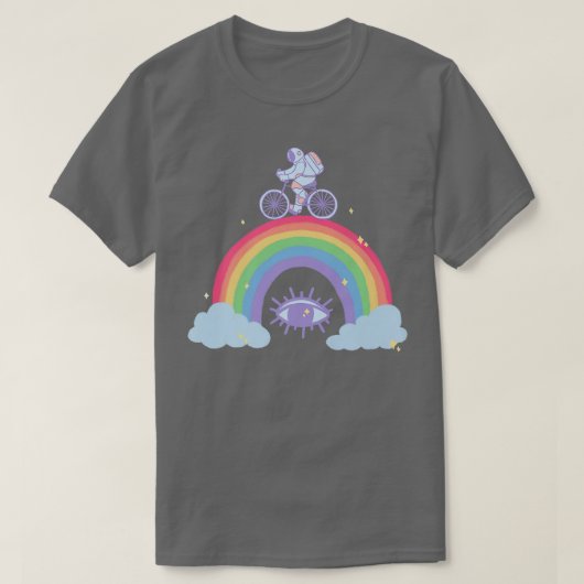 Astronaut Cycling Boho Rainbow Premium T-Shirt (Design voorkant)