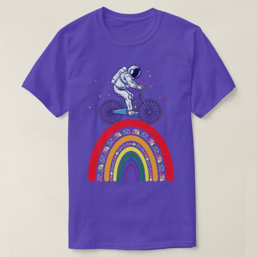 Astronaut Cycling Boho Rainbow T-shirt (Design voorkant)