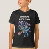 Astronaut Dabbing and Riding T-REX in Space T-shirt (Voorkant)