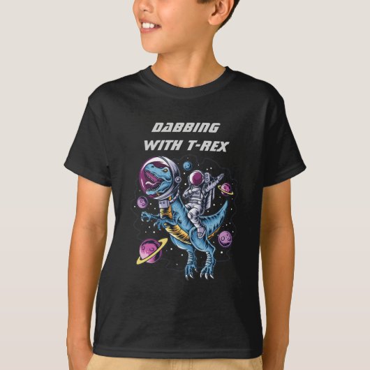 Astronaut Dabbing and Riding T-REX in Space T-shirt (Voorkant)