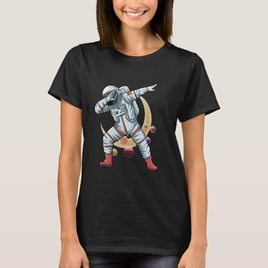 Astronaut Dabbing Galaxy Boys Space Peuter Cosmic T-shirt (Voorkant)