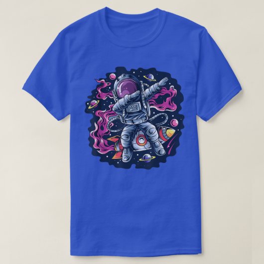 Astronaut Dabbing Space Rocket met sterren Pl T-shirt (Design voorkant)