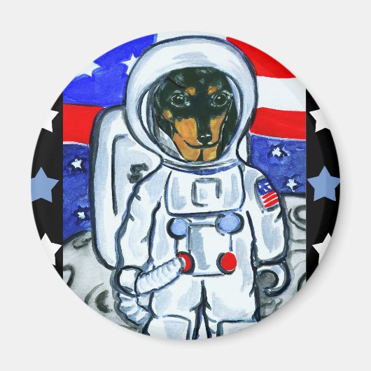 Astronaut dachshund magneet (Voorkant)