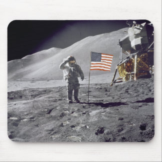 Astronaut David Scott Salutes Flag Mousepad Muismat
