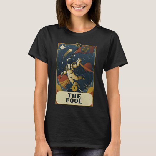 Astronaut De Dwaze Astronomie Tarot Kaart Lees Hek T-shirt (Voorkant)