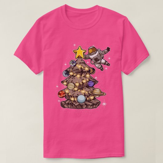 Astronaut Decoreert de kerstboomkerstcadeaus T-shirt (Design voorkant)