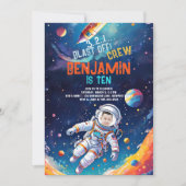 Astronaut Deep Space Raket Planeten Foto Verjaarda Kaart (Voorkant)