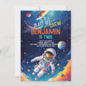 Astronaut Deep Space Raket Planeten Jongen Verjaar Kaart (Voorkant)