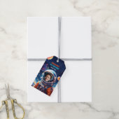 Astronaut Deep Space Sky Planets Photo Birthday Cadeaulabel (Met Touw)