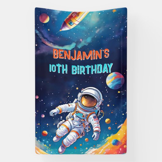 Astronaut Deep Space Sky Planets Photo Birthday Spandoek (Verticaal)